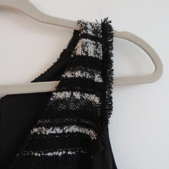 KOBI HALPERIN Black Textured Tweed Wool Blend Officecore Fit and Flare Dress - Picture 4 of 14